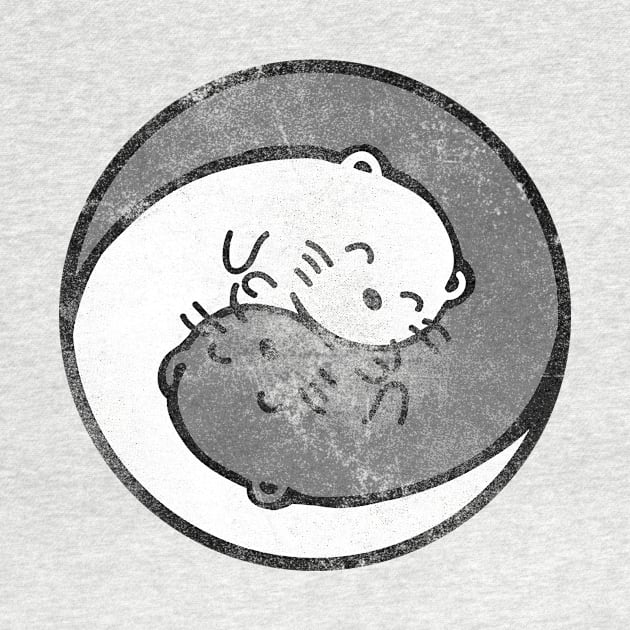 yinyang ying and yang otters vintage women cute cartoon kawaii by theglaze